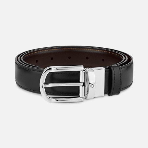 Burberry Black/Lemon Quartz Double D Ring Reversible Calfskin Leather Belt