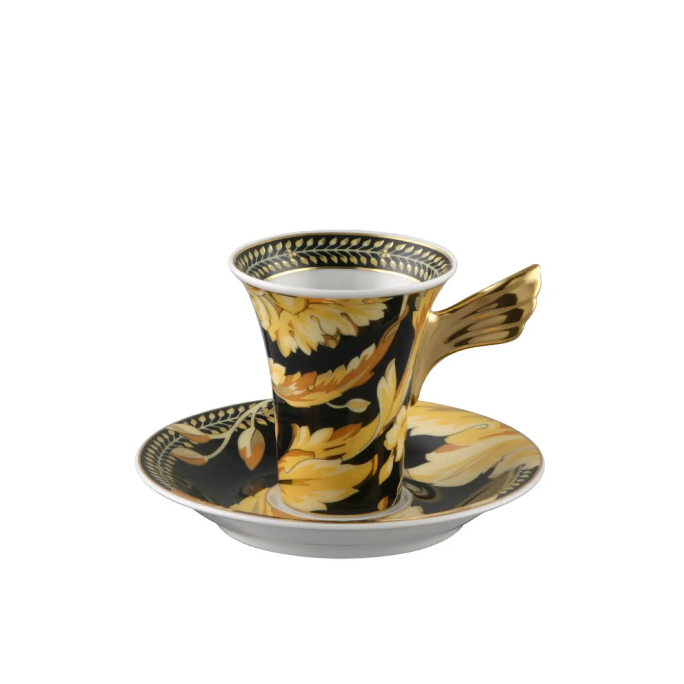 Tazza caffè con piatto Porcellana Versace Rosenthal decoro Vanity rifinitura oro 19300-403608-14720
