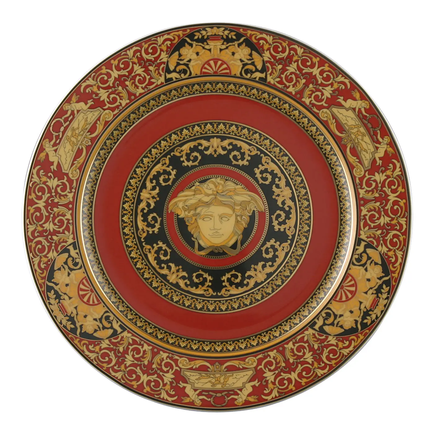 Piatto Porcellana Versace Rosenthal decoro Medusa rifinitura oro 19300-409605-10230